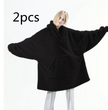 Hoodie Sweatshirt With Big Pocket Tops Sweater Comfortable Loose Double-Sided Fleece Thicker Wearable Blanket - Cozy Haven