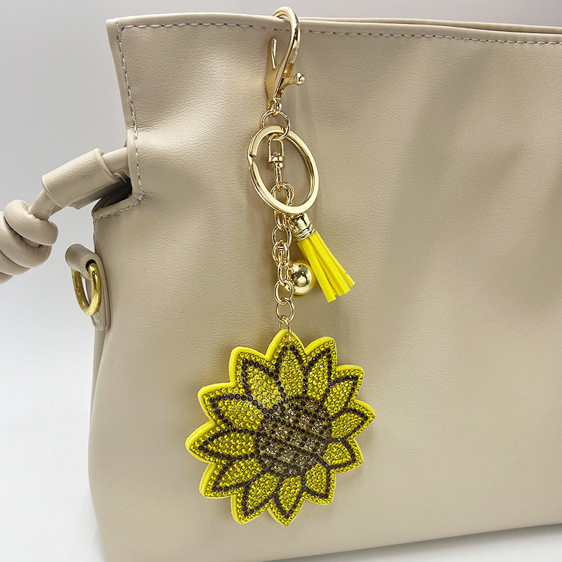 Creative Diamond-studded Sunflower Keychain Sunflower Bag Charm - Cozy Haven