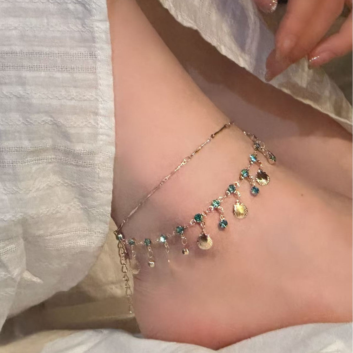 Ultra-shimmering Double-layer Shell Tassel Delicate Anklet - Cozy Haven