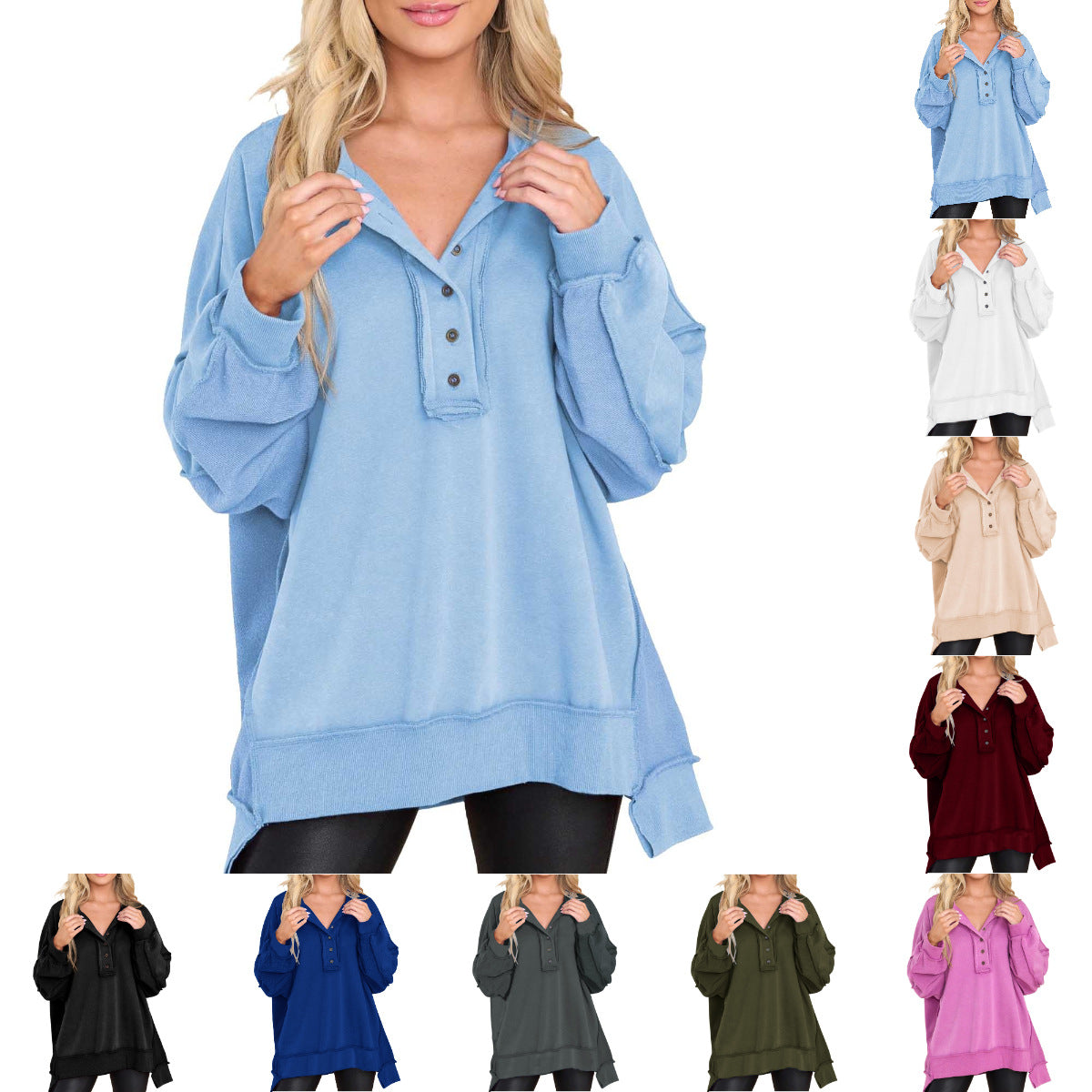New Women's Round Neck Solid Color Top - Cozy Haven