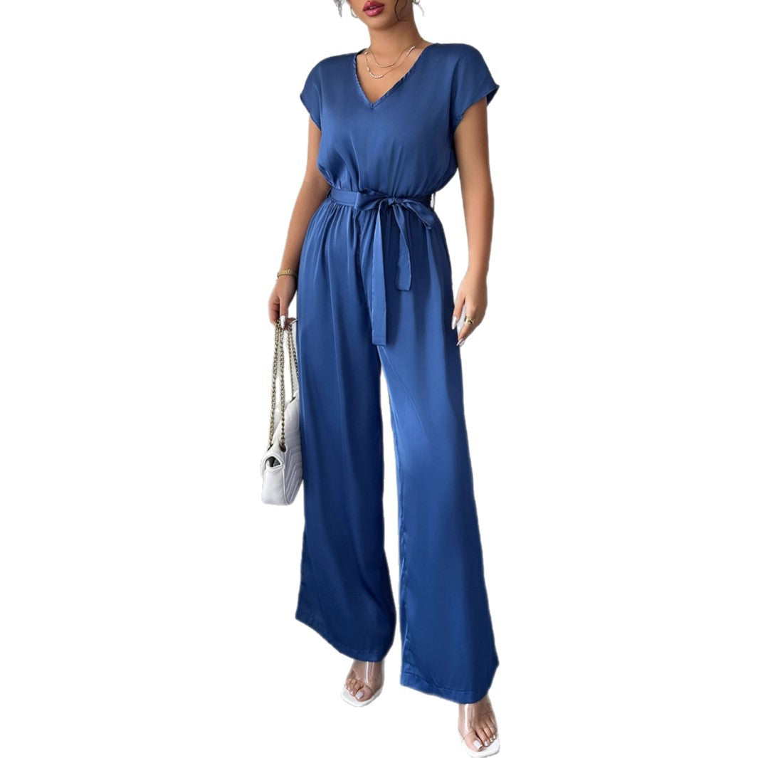 Fashion Wind Deep V High-waisted Wide-leg Jumpsuit Women's Clothing - Cozy Haven