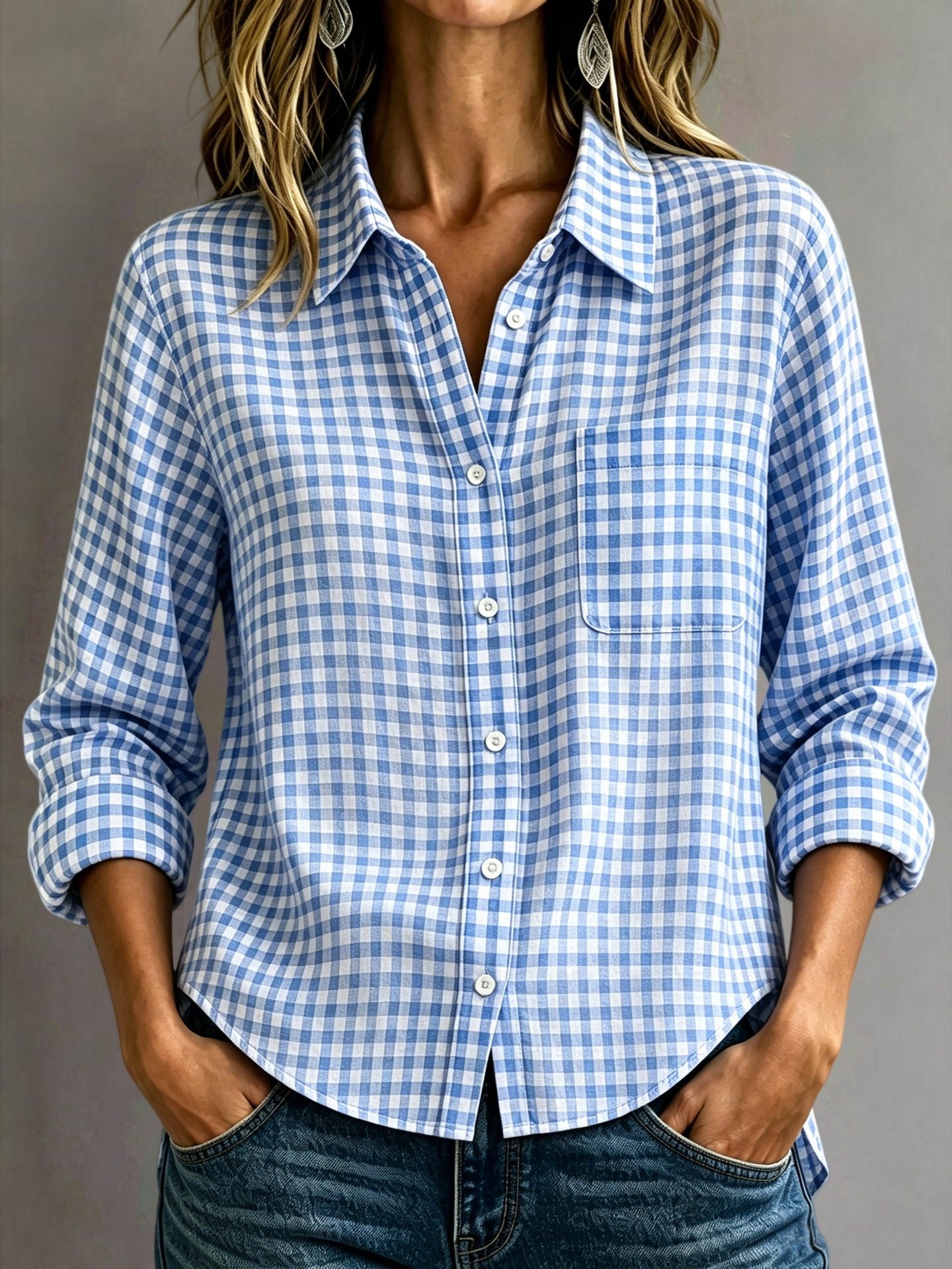 SpringSummer Womens Plaid Shirt Top - Cozy Haven
