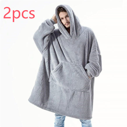 Hoodie Sweatshirt With Big Pocket Tops Sweater Comfortable Loose Double-Sided Fleece Thicker Wearable Blanket - Cozy Haven