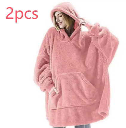 Hoodie Sweatshirt With Big Pocket Tops Sweater Comfortable Loose Double-Sided Fleece Thicker Wearable Blanket - Cozy Haven