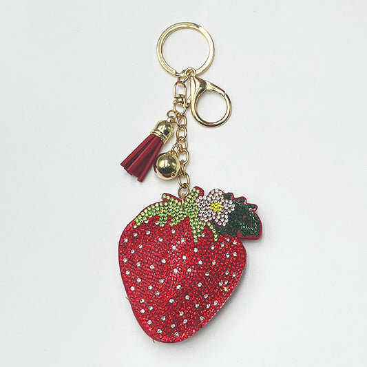 New Diamond-encrusted Strawberry Keychain - Cozy Haven