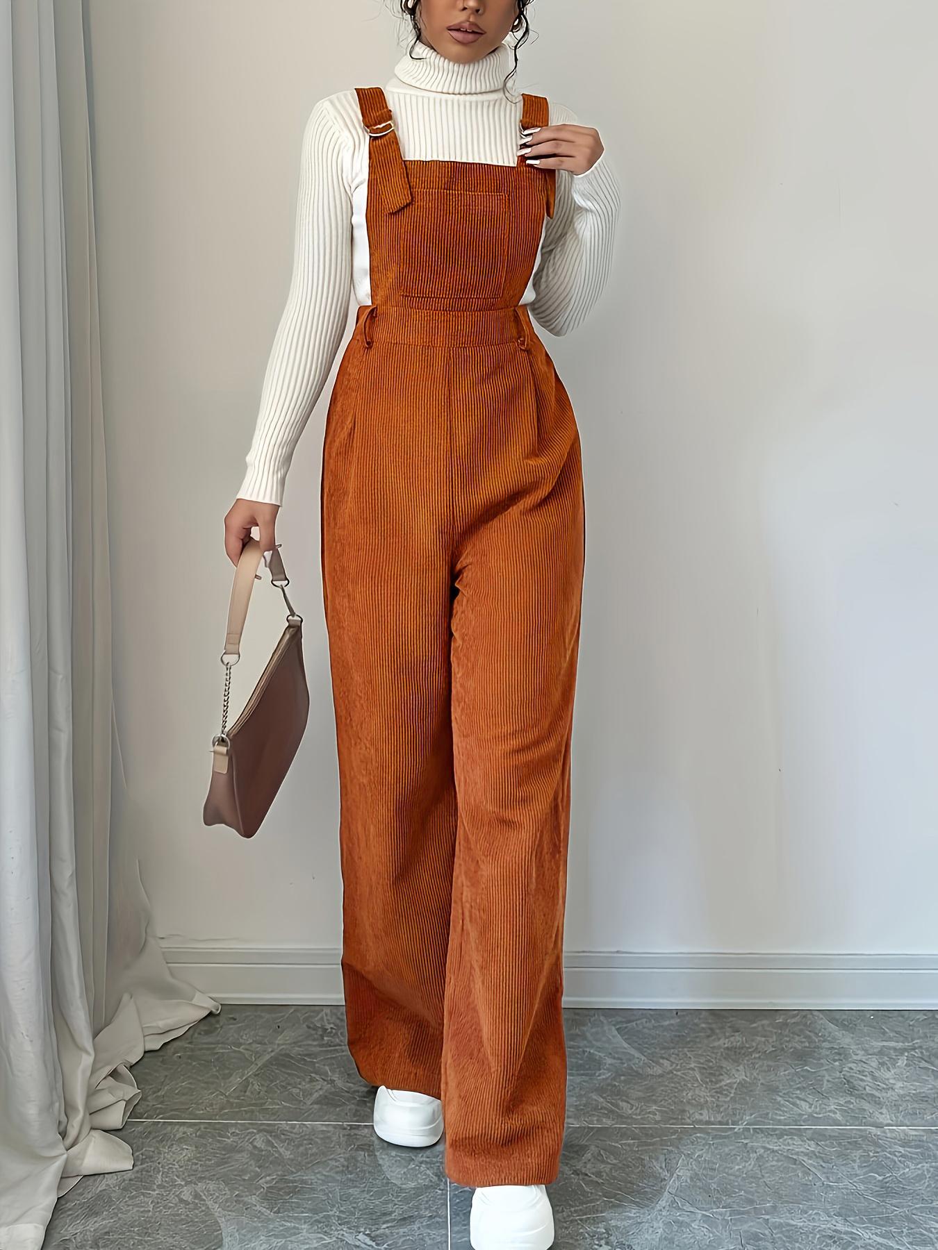 Corduroy Loose Straight Bib Pants Women - Cozy Haven