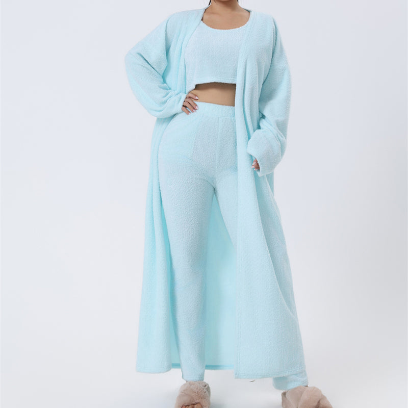 Cozy Pajama Set, 3 Piece Lounge Set, Cute Loungewear, Warm Suit Sets, Matching Set, Lounge Set, 3 Piece Pant Sets, Women Winter Dress - Cozy Haven