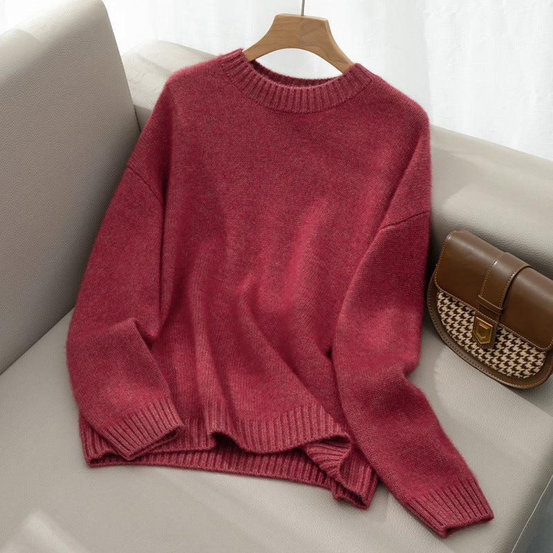 Elegant Cashmere Sweater Versatile And Thickened Womens Crew-neck Knit - Cozy Haven