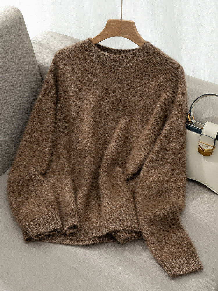 Elegant Cashmere Sweater Versatile And Thickened Womens Crew-neck Knit - Cozy Haven