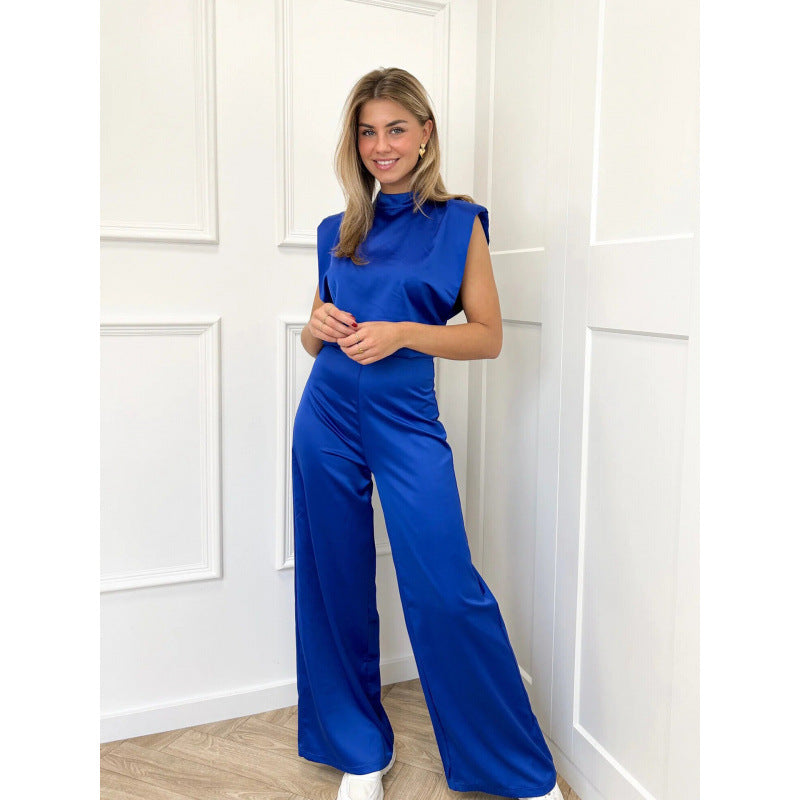 Backless Evening Dress Jumpsuit Solid Color Casual Straight Pants - Cozy Haven