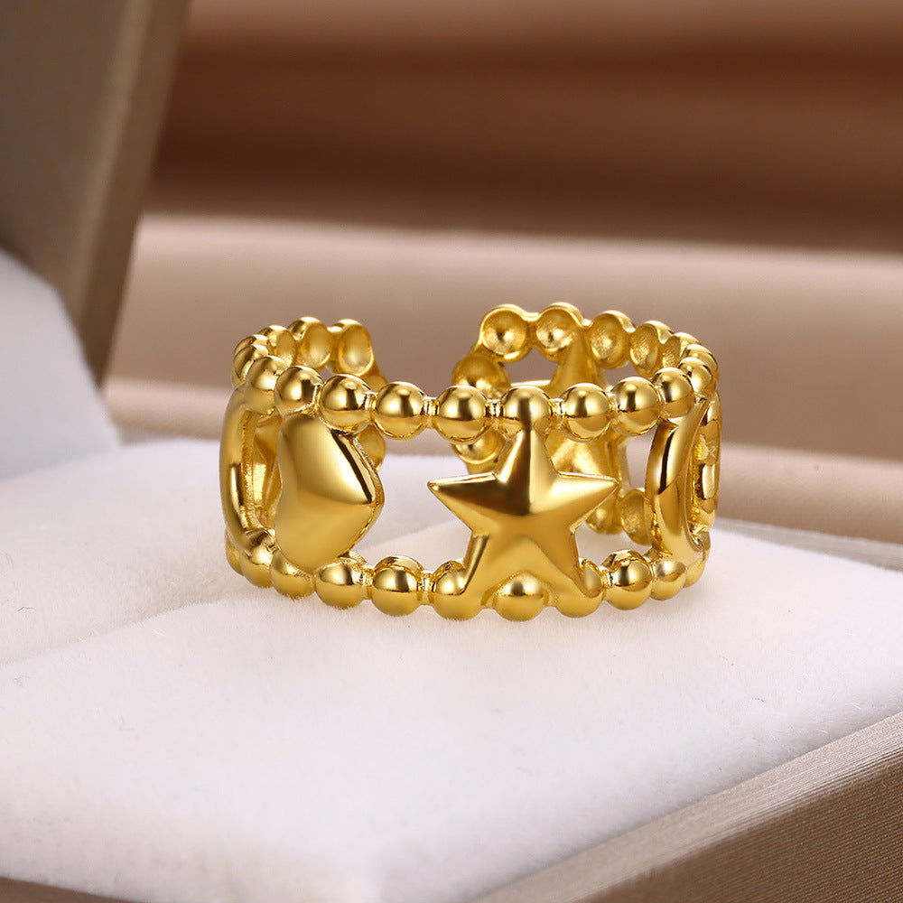 Geometric Line-cut Hollow Mens And Womens Ring - Cozy Haven