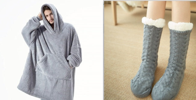 Hoodie Sweatshirt With Big Pocket Tops Sweater Comfortable Loose Double-Sided Fleece Thicker Wearable Blanket - Cozy Haven
