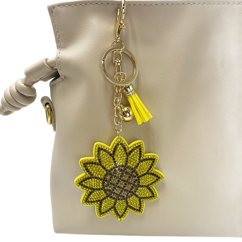 Creative Diamond-studded Sunflower Keychain Sunflower Bag Charm - Cozy Haven