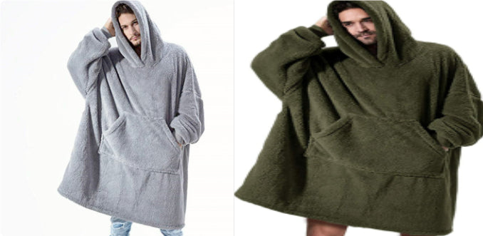 Hoodie Sweatshirt With Big Pocket Tops Sweater Comfortable Loose Double-Sided Fleece Thicker Wearable Blanket - Cozy Haven