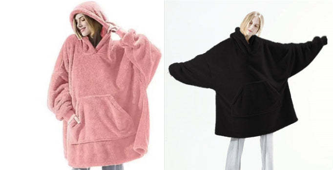 Hoodie Sweatshirt With Big Pocket Tops Sweater Comfortable Loose Double-Sided Fleece Thicker Wearable Blanket - Cozy Haven