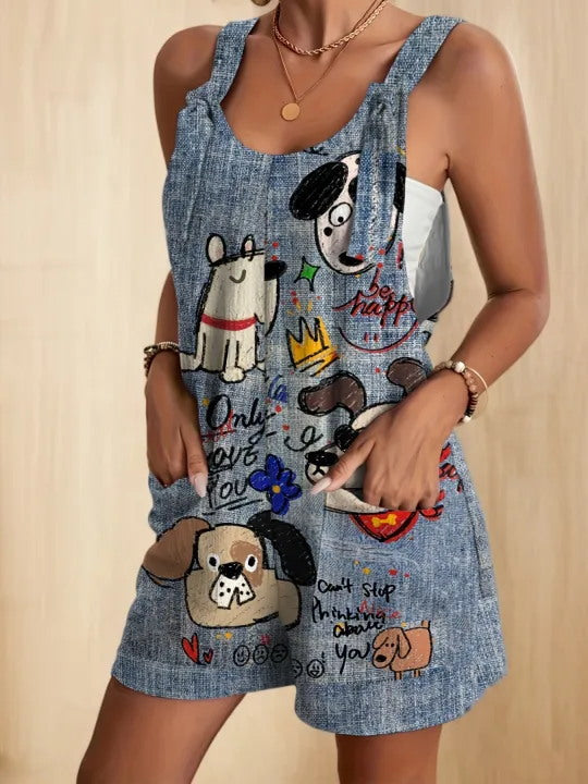 3D-printed Button-back Casual Suspender Pants - Cozy Haven