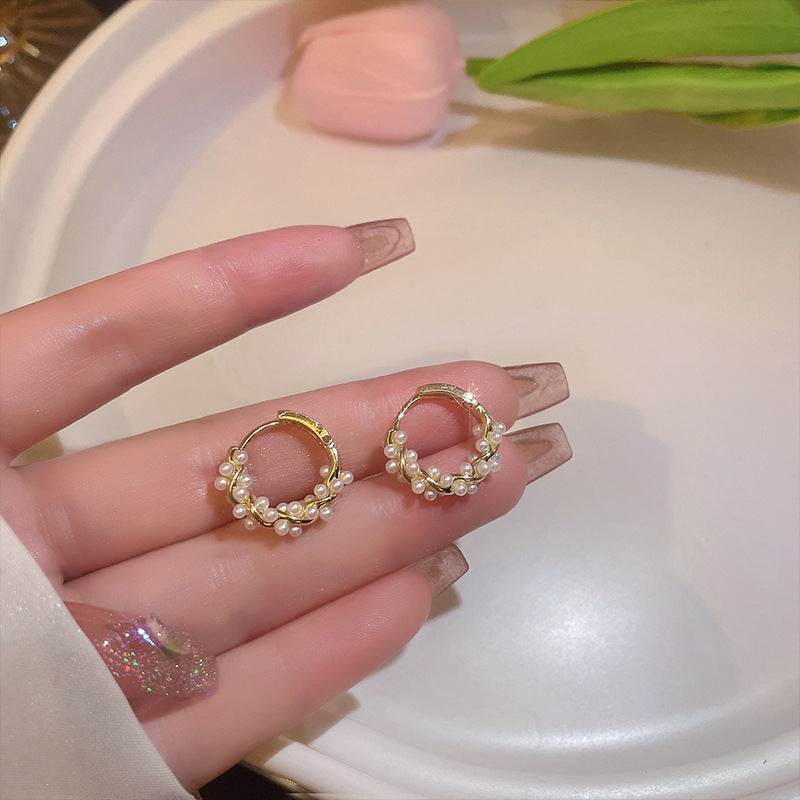 Pearl Earrings Autumn And Winter Special-interest Design Bead Eardrops Earrings New Elegant Circle Ear Clip Women - Cozy Haven