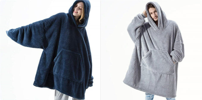 Hoodie Sweatshirt With Big Pocket Tops Sweater Comfortable Loose Double-Sided Fleece Thicker Wearable Blanket - Cozy Haven