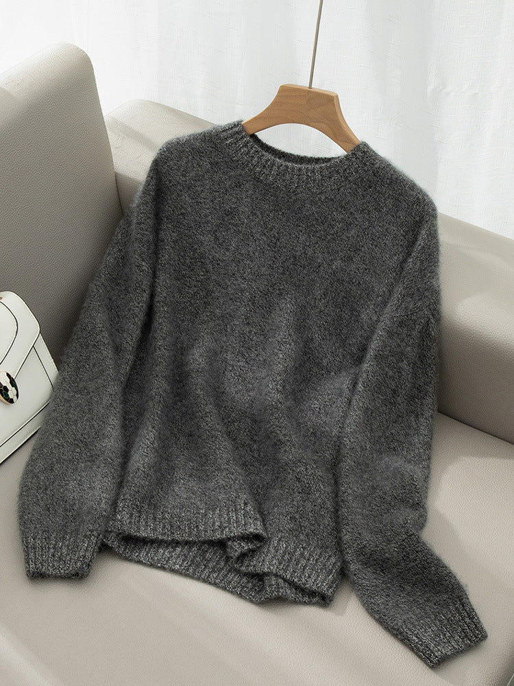 Elegant Cashmere Sweater Versatile And Thickened Womens Crew-neck Knit - Cozy Haven