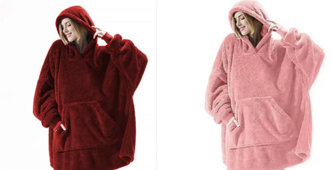 Hoodie Sweatshirt With Big Pocket Tops Sweater Comfortable Loose Double-Sided Fleece Thicker Wearable Blanket - Cozy Haven