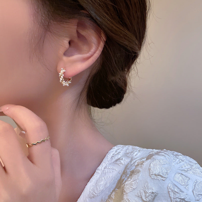 Pearl Earrings Autumn And Winter Special-interest Design Bead Eardrops Earrings New Elegant Circle Ear Clip Women - Cozy Haven