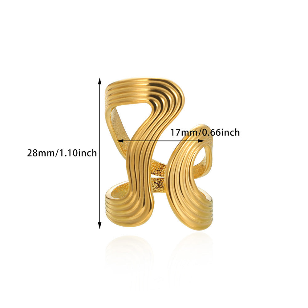 Geometric Line-cut Hollow Mens And Womens Ring - Cozy Haven