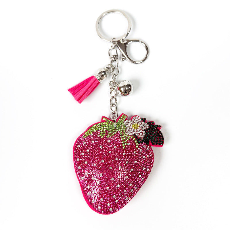 New Diamond-encrusted Strawberry Keychain - Cozy Haven