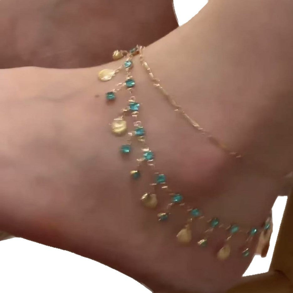 Ultra-shimmering Double-layer Shell Tassel Delicate Anklet - Cozy Haven