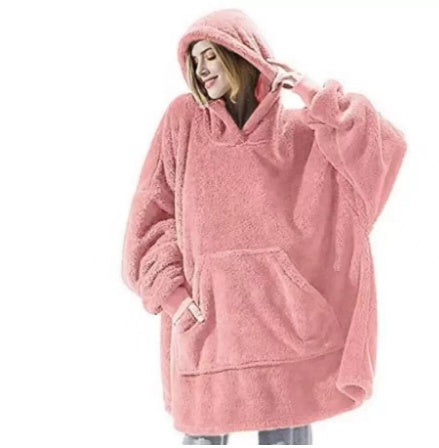 Hoodie Sweatshirt With Big Pocket Tops Sweater Comfortable Loose Double-Sided Fleece Thicker Wearable Blanket - Cozy Haven