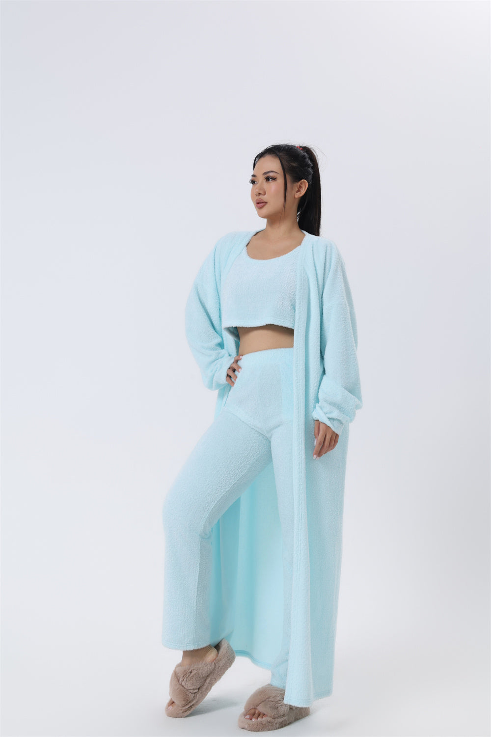 Cozy Pajama Set, 3 Piece Lounge Set, Cute Loungewear, Warm Suit Sets, Matching Set, Lounge Set, 3 Piece Pant Sets, Women Winter Dress - Cozy Haven