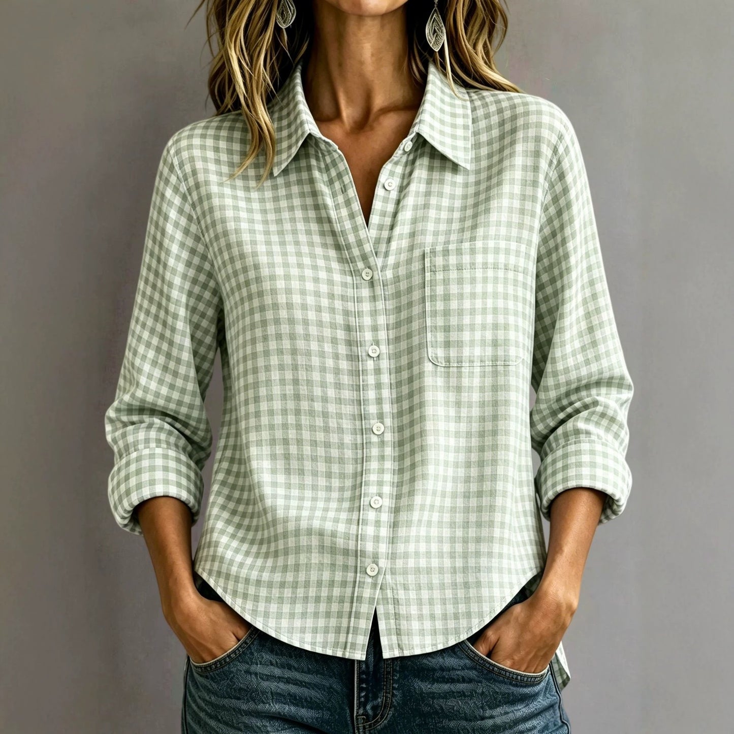 SpringSummer Womens Plaid Shirt Top - Cozy Haven