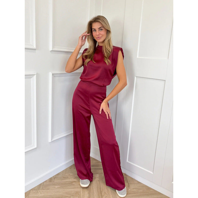 Backless Evening Dress Jumpsuit Solid Color Casual Straight Pants - Cozy Haven