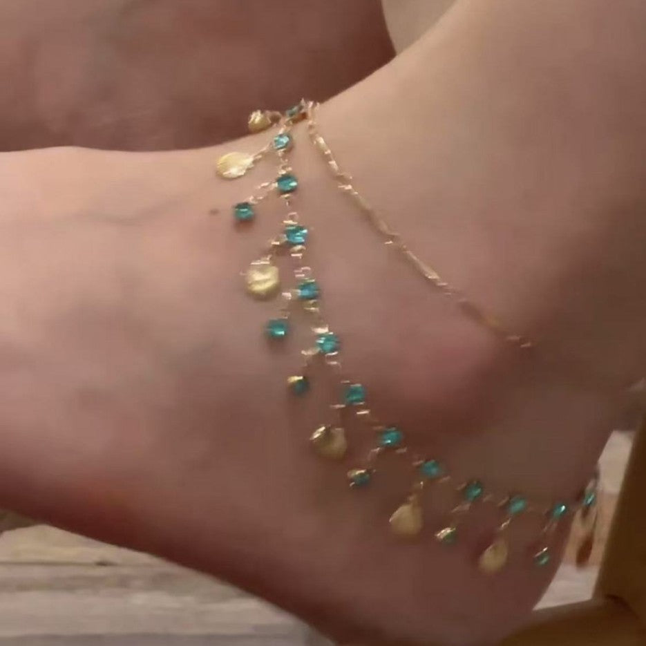 Ultra-shimmering Double-layer Shell Tassel Delicate Anklet - Cozy Haven