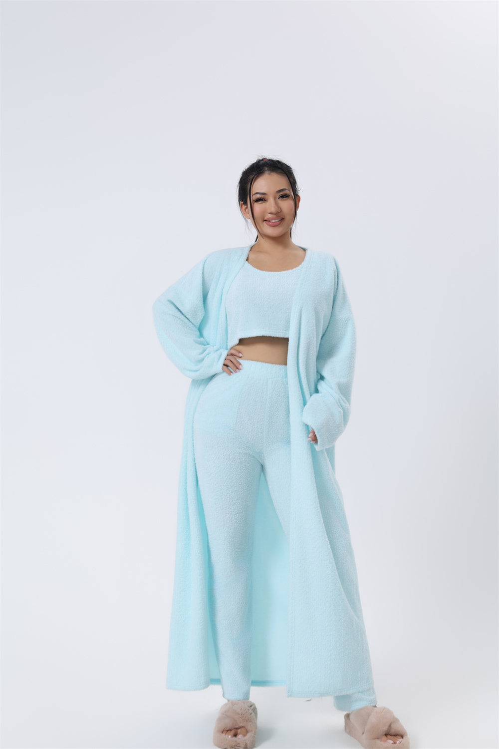 Cozy Pajama Set, 3 Piece Lounge Set, Cute Loungewear, Warm Suit Sets, Matching Set, Lounge Set, 3 Piece Pant Sets, Women Winter Dress - Cozy Haven