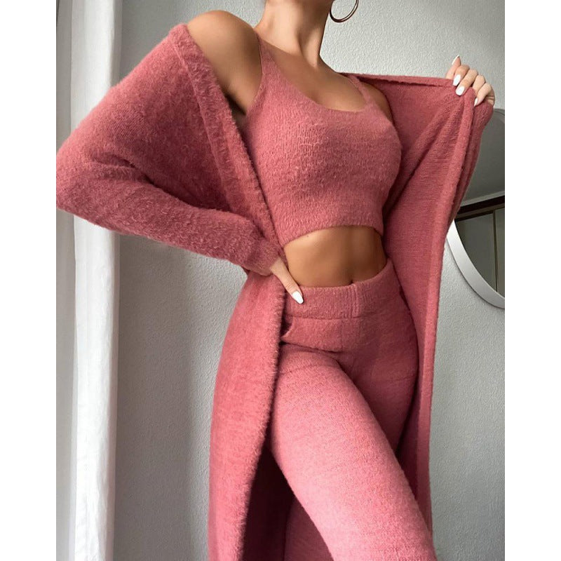 Cozy Pajama Set, 3 Piece Lounge Set, Cute Loungewear, Warm Suit Sets, Matching Set, Lounge Set, 3 Piece Pant Sets, Women Winter Dress - Cozy Haven