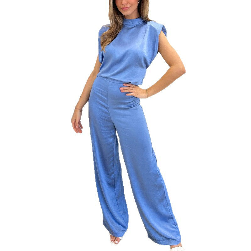 Backless Evening Dress Jumpsuit Solid Color Casual Straight Pants - Cozy Haven