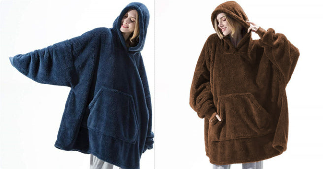 Hoodie Sweatshirt With Big Pocket Tops Sweater Comfortable Loose Double-Sided Fleece Thicker Wearable Blanket - Cozy Haven