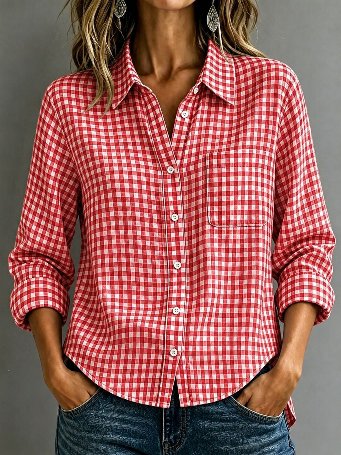 SpringSummer Womens Plaid Shirt Top - Cozy Haven