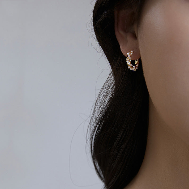 Pearl Earrings Autumn And Winter Special-interest Design Bead Eardrops Earrings New Elegant Circle Ear Clip Women - Cozy Haven