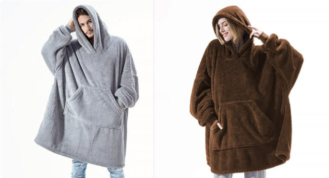 Hoodie Sweatshirt With Big Pocket Tops Sweater Comfortable Loose Double-Sided Fleece Thicker Wearable Blanket - Cozy Haven