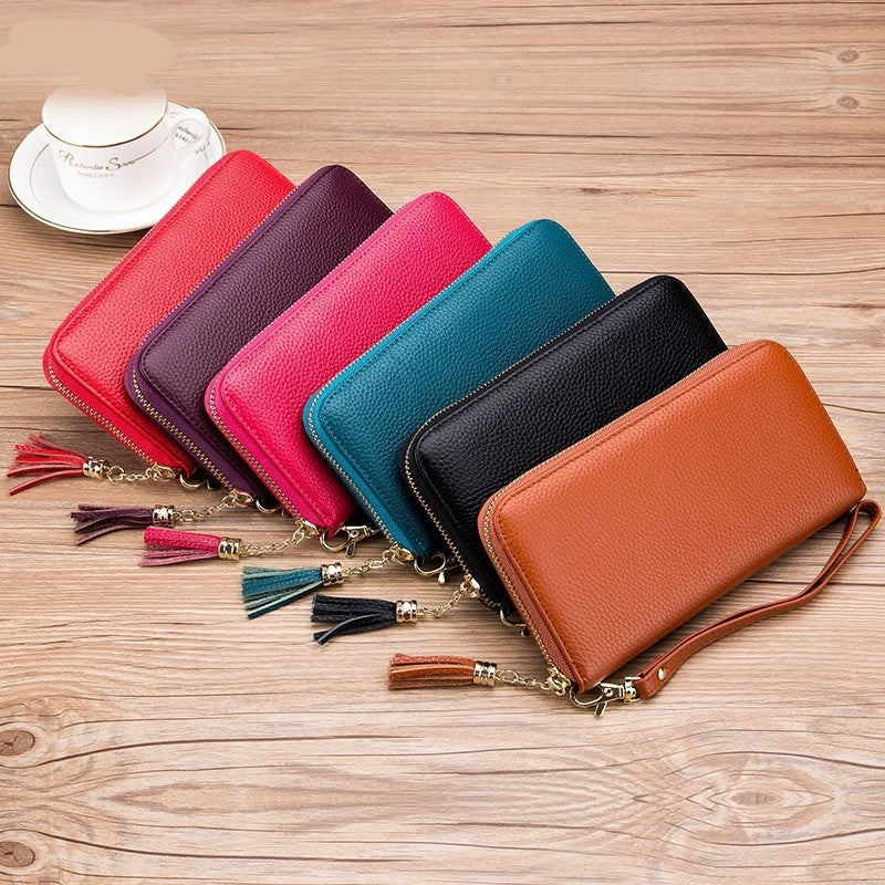 Tassel Top-grain Leather Zippered Womens Wallet - Cozy Haven