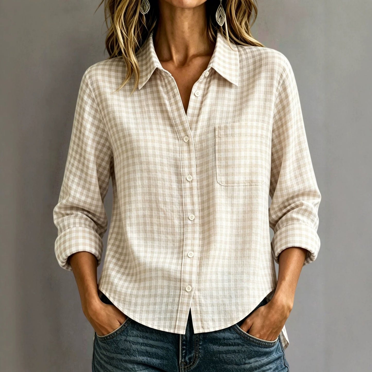 SpringSummer Womens Plaid Shirt Top - Cozy Haven