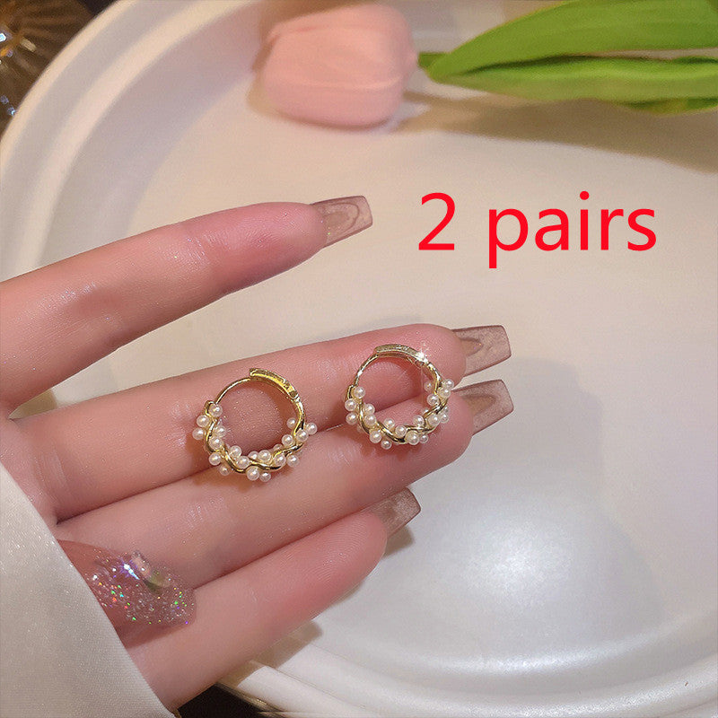 Pearl Earrings Autumn And Winter Special-interest Design Bead Eardrops Earrings New Elegant Circle Ear Clip Women - Cozy Haven