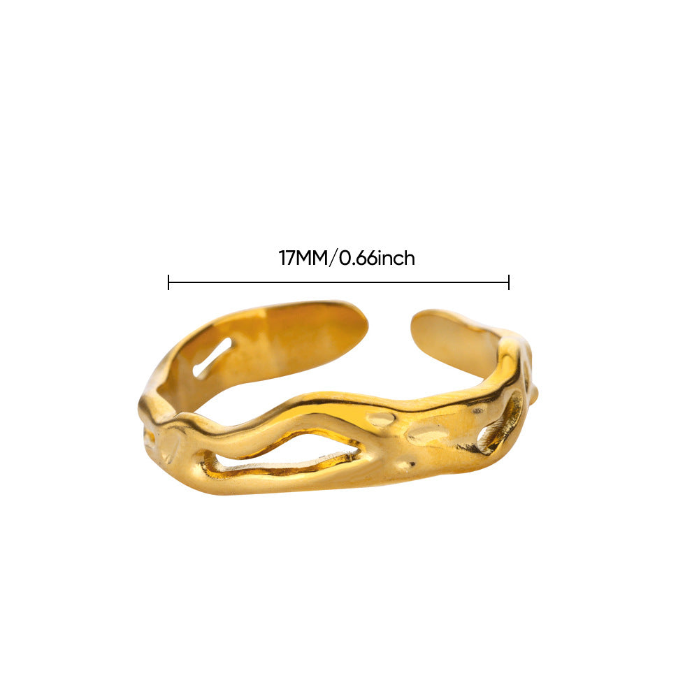 Geometric Line-cut Hollow Mens And Womens Ring - Cozy Haven