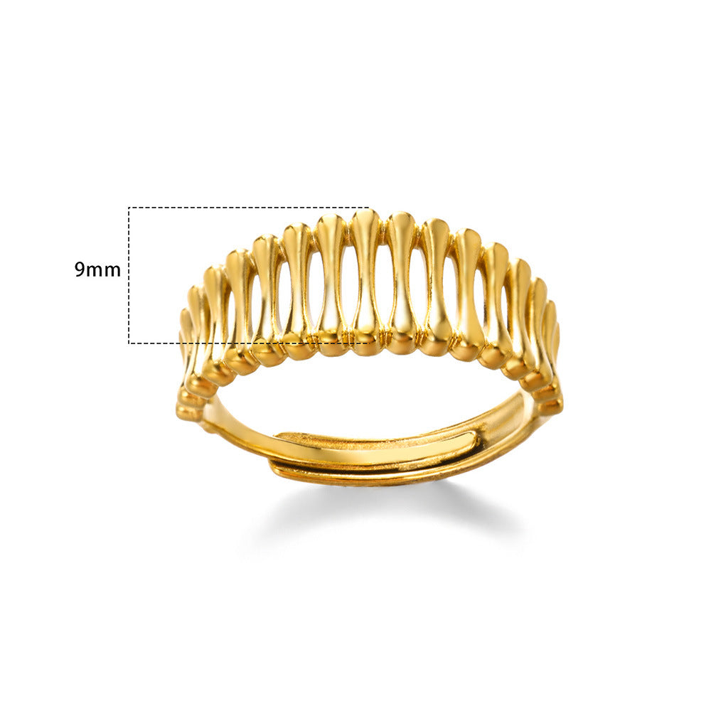 Geometric Line-cut Hollow Mens And Womens Ring - Cozy Haven