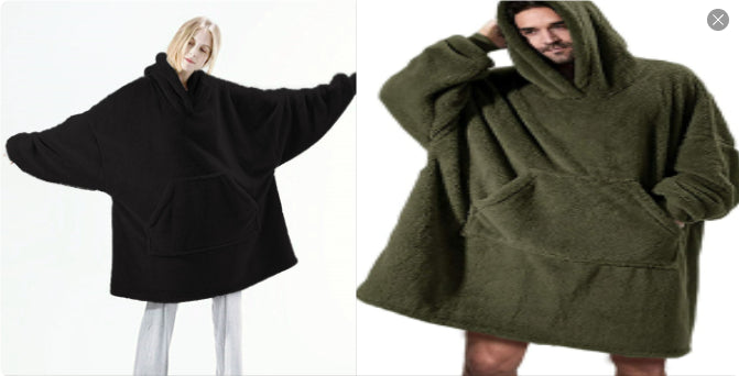 Hoodie Sweatshirt With Big Pocket Tops Sweater Comfortable Loose Double-Sided Fleece Thicker Wearable Blanket - Cozy Haven