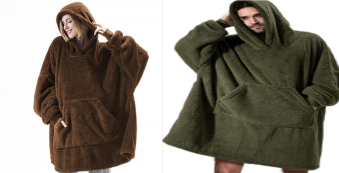 Hoodie Sweatshirt With Big Pocket Tops Sweater Comfortable Loose Double-Sided Fleece Thicker Wearable Blanket - Cozy Haven