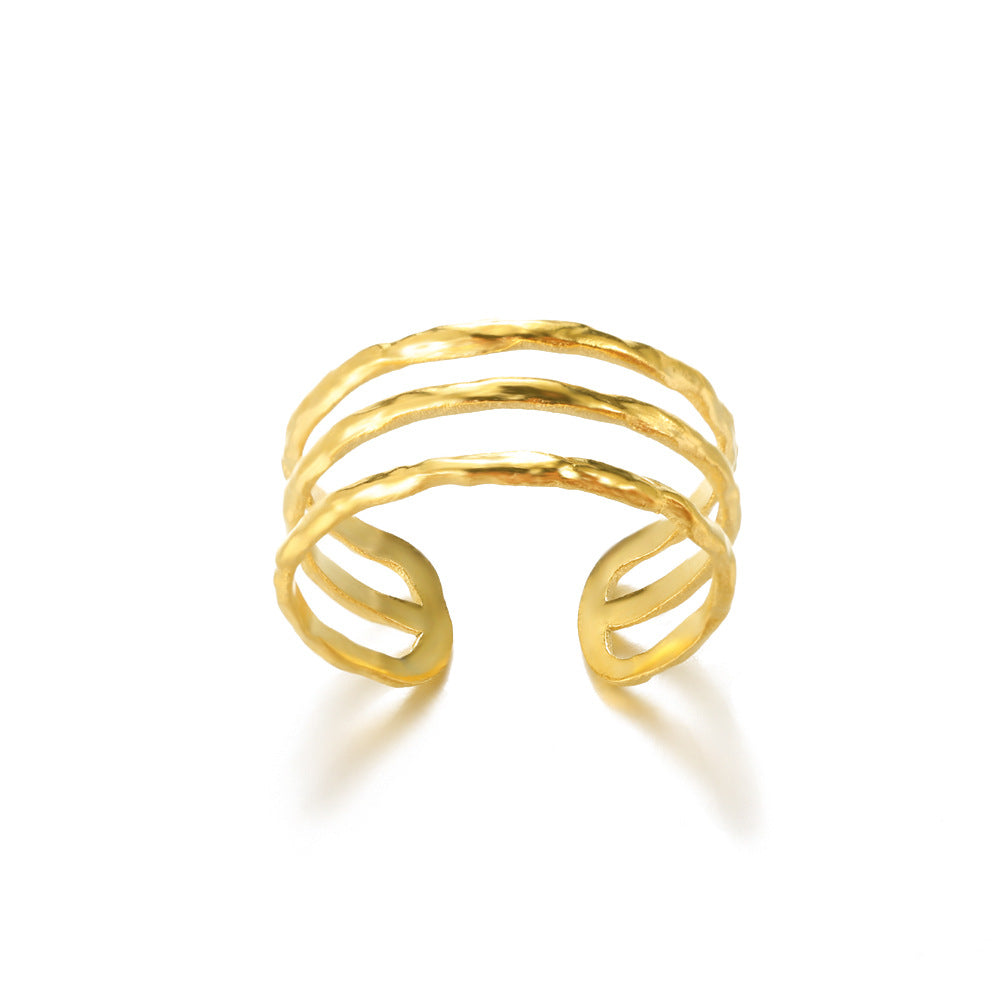 Geometric Line-cut Hollow Mens And Womens Ring - Cozy Haven