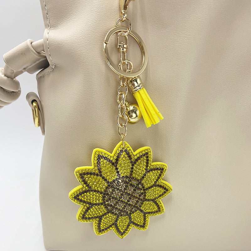 Creative Diamond-studded Sunflower Keychain Sunflower Bag Charm - Cozy Haven